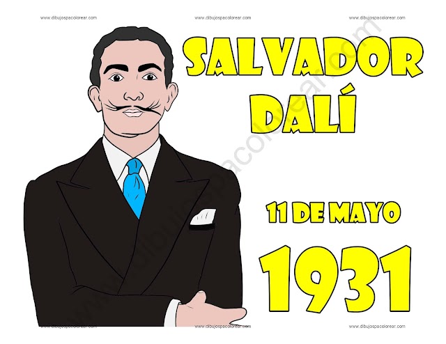 Salvador Dalí dibujo a color y para colorear